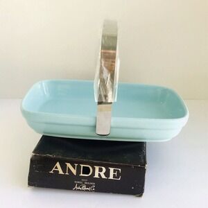 NIB Vintage Andre Richard Towel Holder In Blue With SS Handle Made Japan RARE